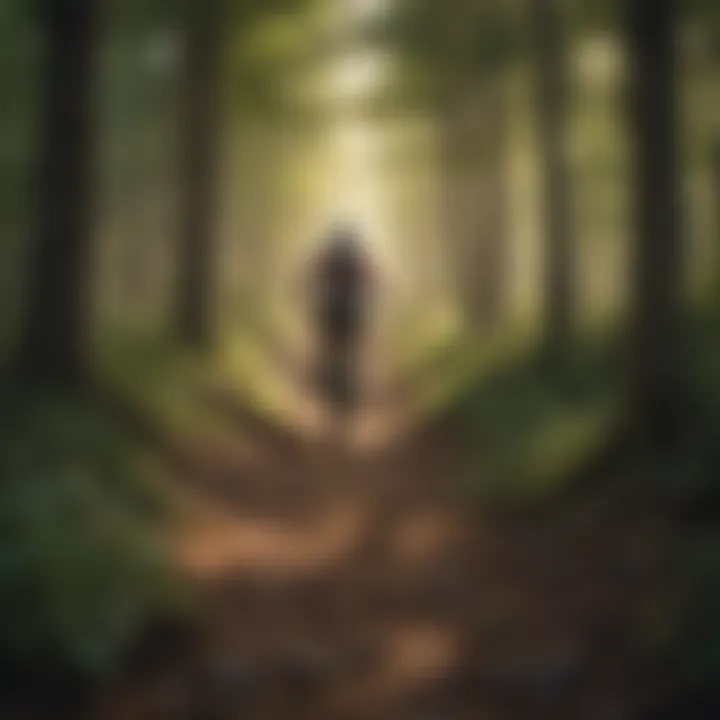 Mountain biker navigating a challenging singletrack path