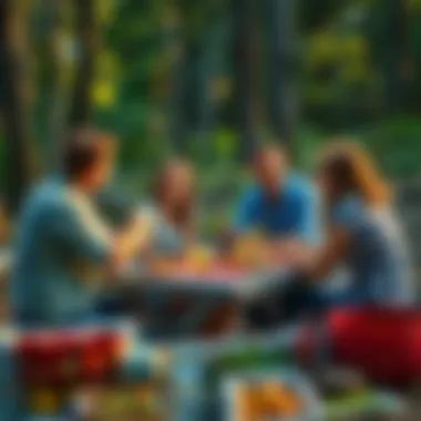 Family enjoying a campground picnic