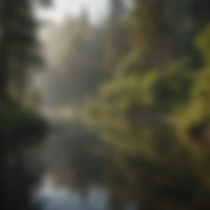 Panoramic view of a tranquil lake near Arcata campgrounds