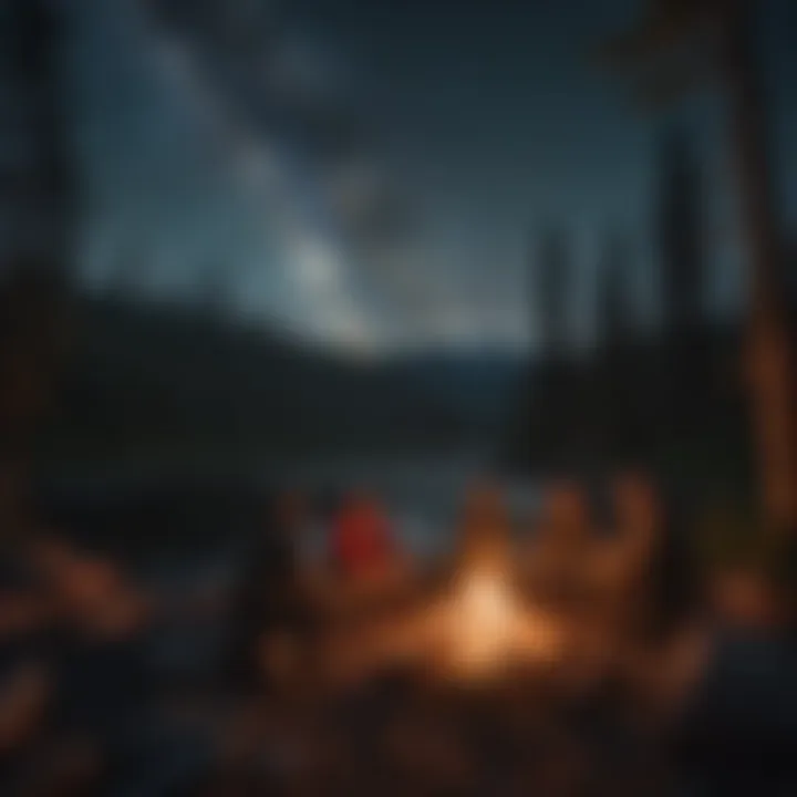 Campers enjoying a fire under the stars in Juneau's wilderness