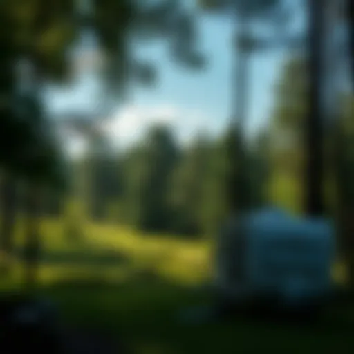 Scenic view of a campground near St. Louis surrounded by lush greenery and tall trees