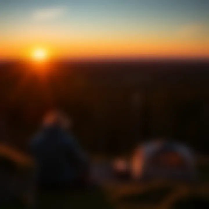 A serene sunset view over a Michigan national forest campground