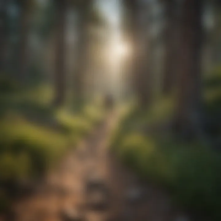 Hikers setting off on a trail near a campsite