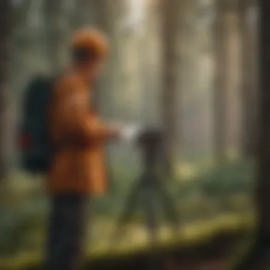 Field Survey in Forestry Forestry professional conducting a field survey