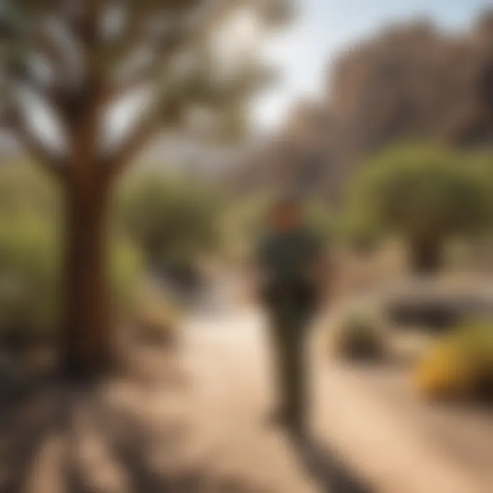 A park ranger engaging with visitors at a nature exhibit