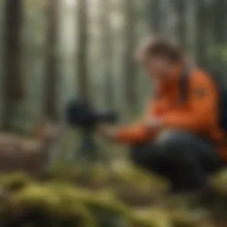 A biologist studying wildlife in natural habitat