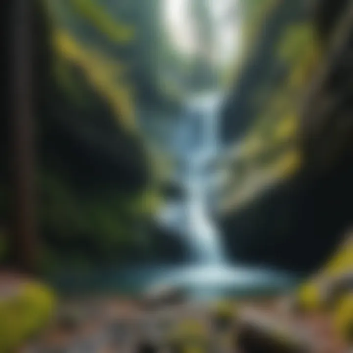 A serene waterfall nestled within the Columbia River Gorge