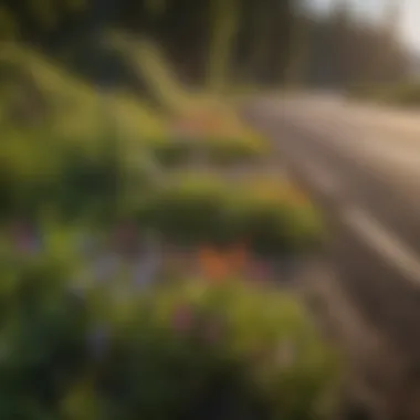 Vibrant wildflowers along the highway during spring