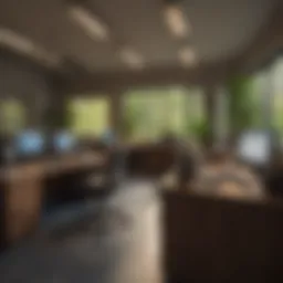 A bustling office environment highlighting data entry activities