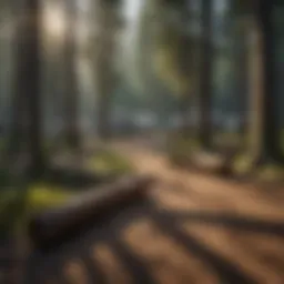 Scenic view of a deadwood campground surrounded by lush forests