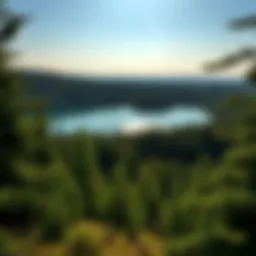 Serene view of Devils Lake surrounded by lush greenery