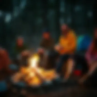 Cozy Campfire Gathering Cozy camping setup with a glowing campfire