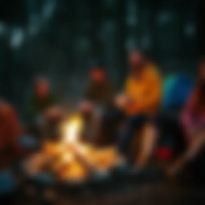 Cozy Campfire Gathering Cozy camping setup with a glowing campfire