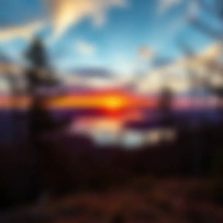 Sunset Over Tranquil Waters Panoramic view of a tranquil lake at sunset