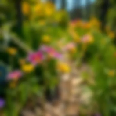 Colorful wildflowers along a hiking path