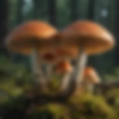 A close-up of different mushroom species showcasing their unique features.