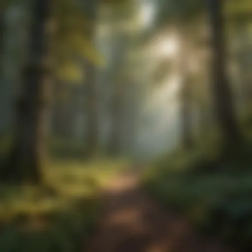 A serene forest landscape showcasing diverse flora