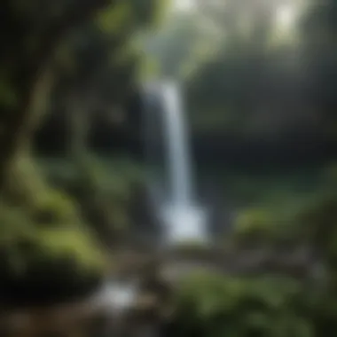 Scenic Waterfall in El Yunque Scenic waterfall surrounded by dense foliage in El Yunque Rainforest