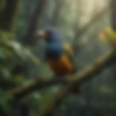 Colorful tropical birds in their natural habitat within El Yunque