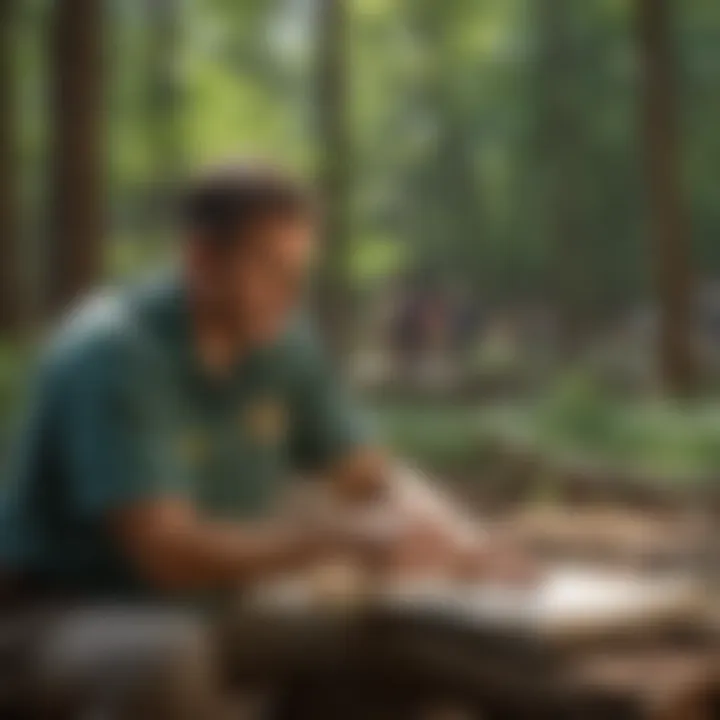 An Oklahoma City Parks and Recreation staff member guiding visitors and providing information