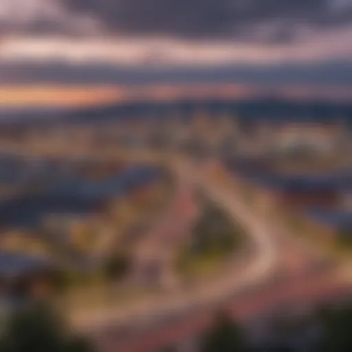 A panoramic view of Rapid City skyline highlighting major businesses.