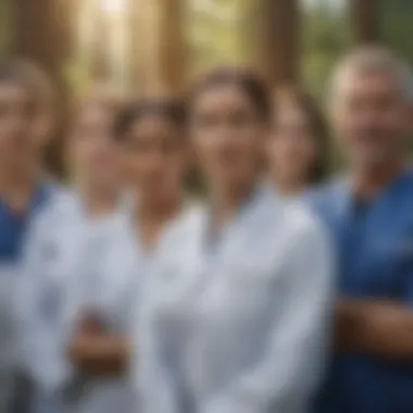 Diverse Healthcare Professionals in Federal Employment A diverse group of healthcare professionals in a federal setting