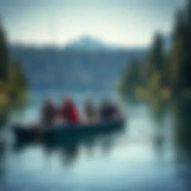 Community of Anglers in Nature Group of anglers enjoying a fishing expedition in a scenic lake