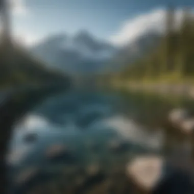 Crystal clear glacial lake reflecting the sky