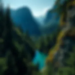 Stunning view of a hanging lake surrounded by mountains and lush greenery