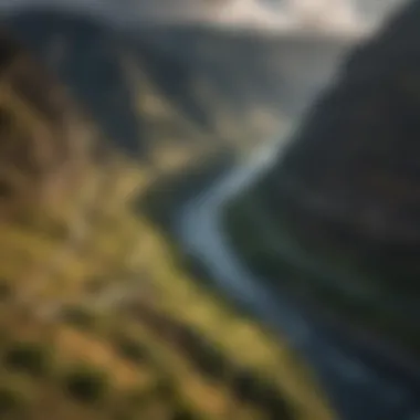 The Winding Majesty of Hells Canyon Dramatic view of Hells Canyon with river winding through