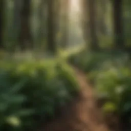 A diverse array of herbal plants in a woodland setting