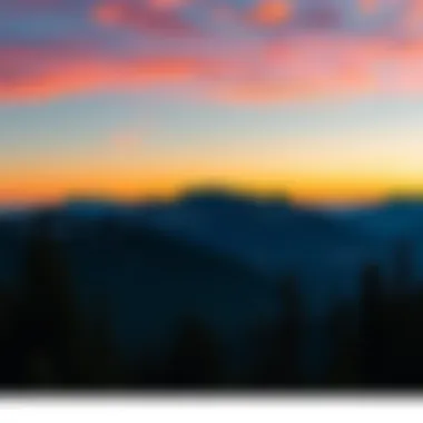 A panoramic view of a mountain range during sunset