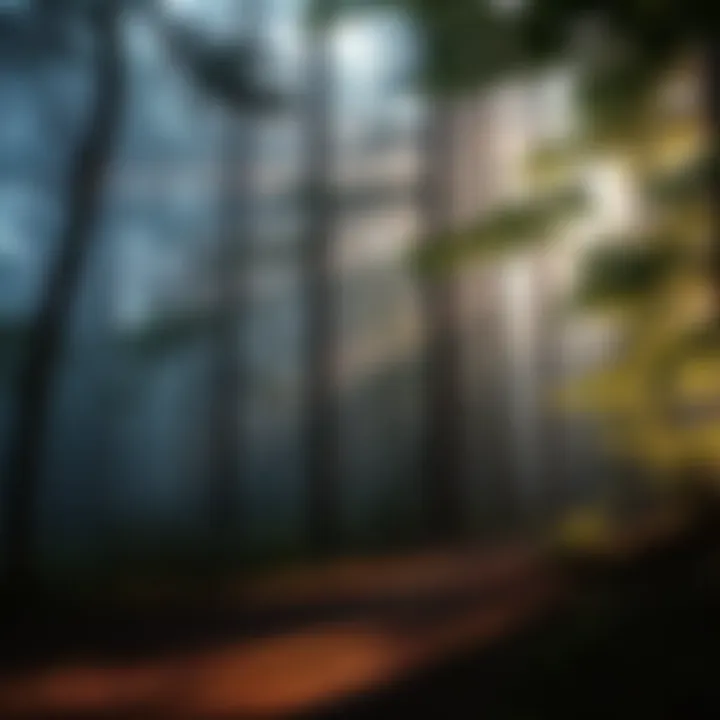 Peaceful forest trail enveloped in morning mist showcasing the area's biodiversity