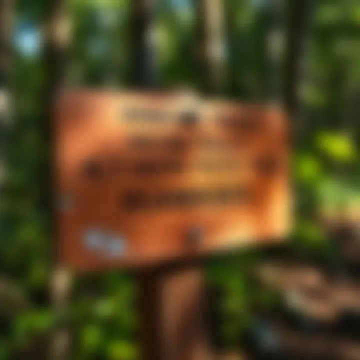 Close-up of a trail sign indicating various hiking paths available in Hiawassee