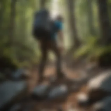 Hiker navigating rocky terrain