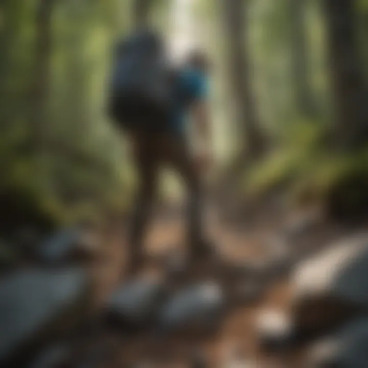 Hiker navigating rocky terrain