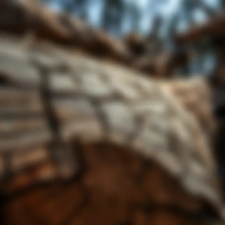 Unique Textures of Horizon Timber A close-up of horizon timber logs demonstrating unique textures and patterns.