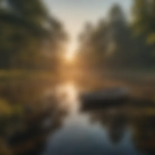 Scenic view of a tranquil Indiana lake at sunrise