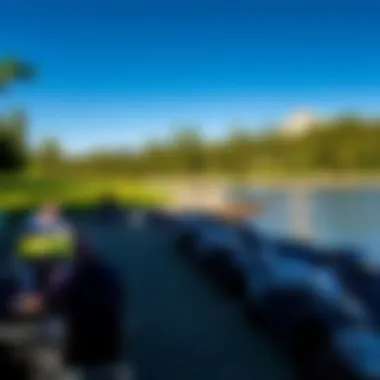 Campers enjoying activities by the lake