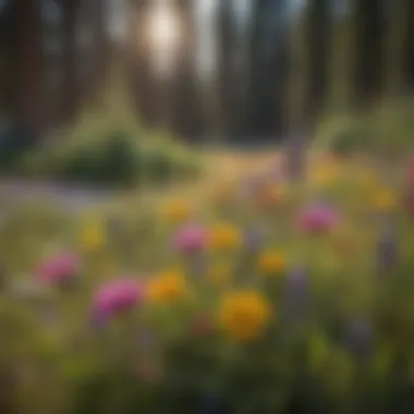 A diverse array of wildflowers blooming in the park's meadows.