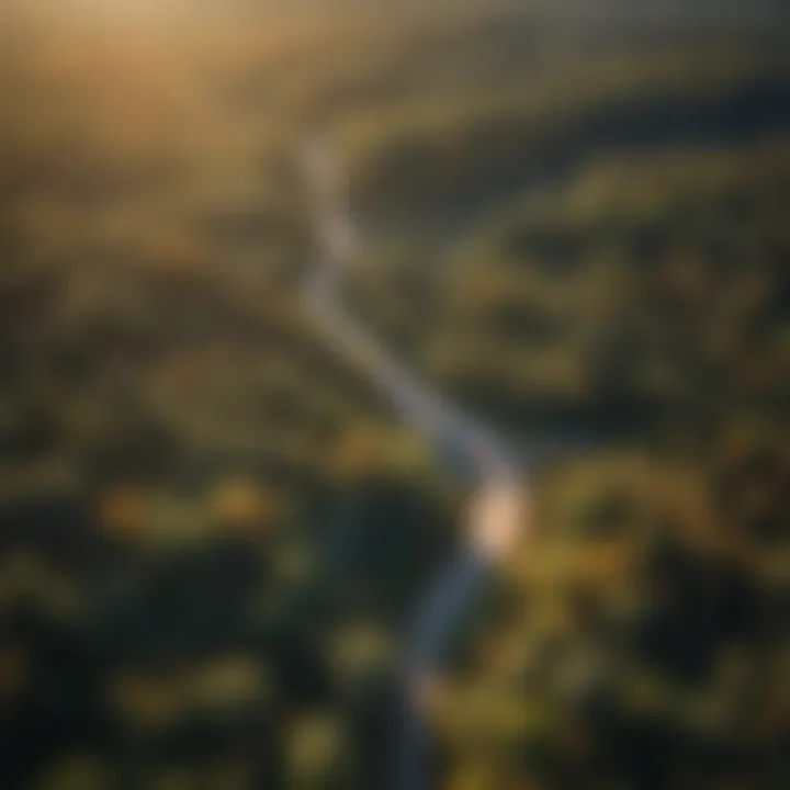 Aerial shot of diverse terrains in Michigan