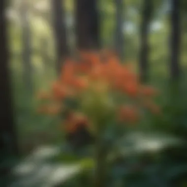 The Essential Milkweed: Foundation of Monarch Habitats A vibrant milkweed plant in a natural setting, essential for monarch breeding.