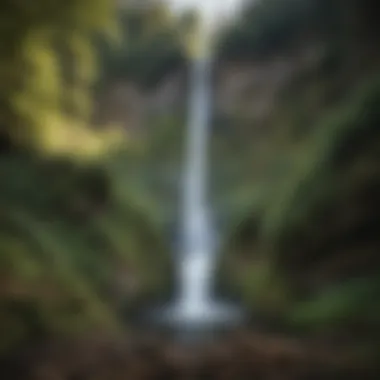 Cascading Beauty of Multnomah Falls Breathtaking view of Multnomah Falls cascading down rocky cliffs
