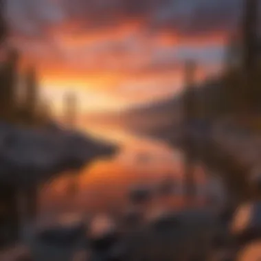 Vibrant Sunset Over Lake Tahoe Vibrant sunset over the serene waters of Lake Tahoe