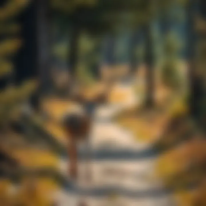 Vibrant wildlife along a scenic off-road path