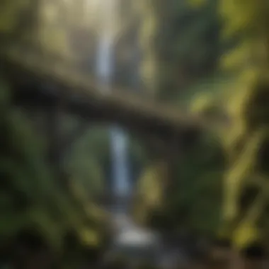 Close-up of intricate architectural details on an Oregon waterfall bridge