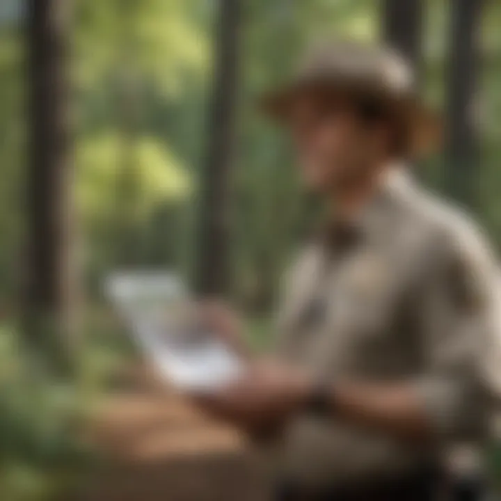 A park ranger engaging with visitors at a Minnesota park, promoting conservation efforts