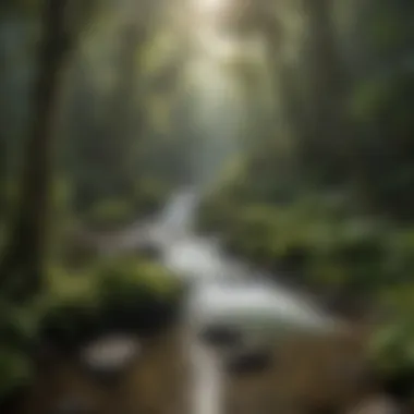 Tranquil River Amidst Rainforest Splendor Serene river flowing through the rainforest