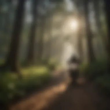 Rider navigating through a dense forest trail in San Diego