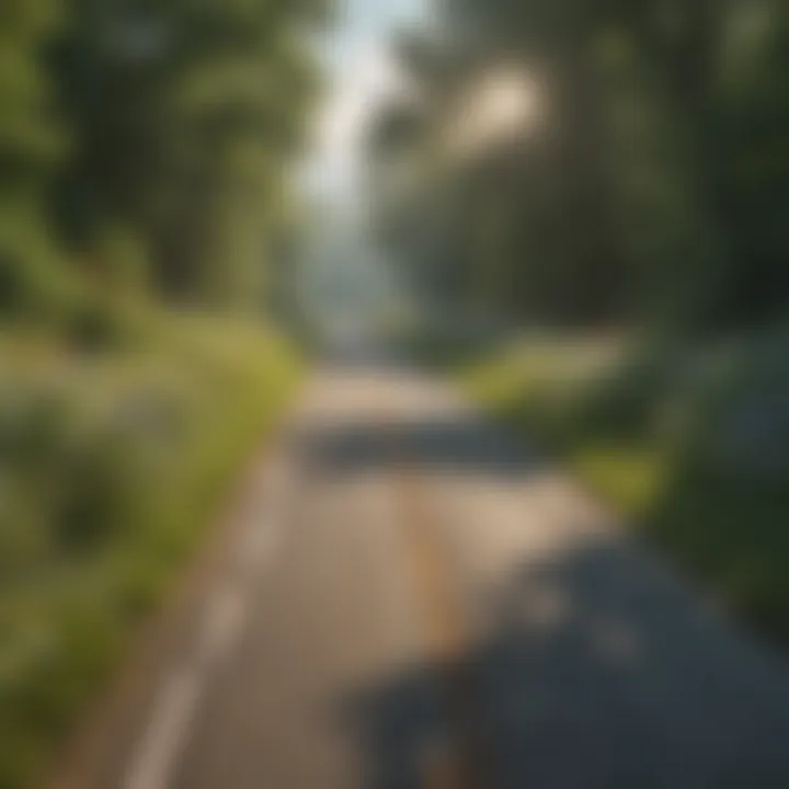 A picturesque country road lined with vibrant wildflowers